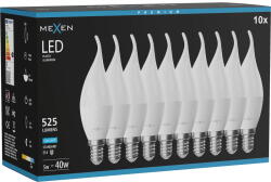 Mexen Nova 10x LED крушка пламък E14, C37, 5W, Студена - 6500K, 525 lm - L106-E14-0565-01x10 (L106-E14-0565-01x10)