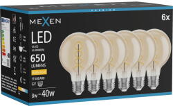 Mexen Vintis 6x LED спирална филтъчна крушка E27, G80, 8W, Топла - 2700K, 650 lm, кехлибар (L165-E27-0827-50x06)