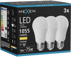 Mexen Nova 3x LED крушка E27, A60, 10W, Топла - 3000K, 1055 lm - L100-E27-1030-01x03 (L100-E27-1030-01x03)