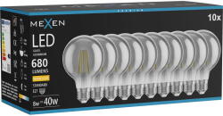 Mexen Vintis 10x LED нажежаема жичка лампа E27, G80, 8W, Топла - 2700K, 680 lm, дим (L155-E27-0827-70x10)