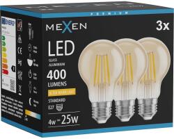 Mexen Vintis 3x LED филаментна крушка E27, A60, 4W, Топла - 2200K, 400 lm, амбър - L150-E27-0422-50x03 (L150-E27-0422-50x03)