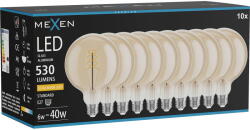 Mexen Vintis 10x LED спирална нажежаема крушка E27, G125, 6W, Топла - 2200K, 530 lm, (L168-E27-0622-50x10)