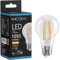 Mexen Vintis LED крушка с нажежаема жичка E27, A60, 8W, Топла - 2700K, 1055 lm, прозрачна (L150-E27-0827-00)