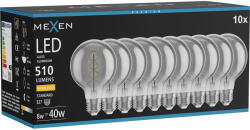 Mexen Vintis 10x крушка със спирала LED E27, G80, 8W, Топла - 2700K, 510 lm, опушена (L165-E27-0827-70x10)