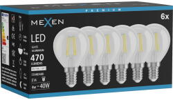 Mexen Vintis 6x LED Едисонова крушка E14, G45, 4W, Неутрална - 4000K, 470 lm, прозрачна - (L156-E14-0440-00x06)
