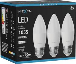 Mexen Nova 3x LED крушка E27, C37, 10W, Неутрална - 4000K, 1055 lm - L102-E27-1040-01x03 (L102-E27-1040-01x03)