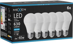 Mexen Nova 6x LED крушка E27, A60, 6W, Студена - 6500K, 630 lm - L100-E27-0665-01x06 (L100-E27-0665-01x06)