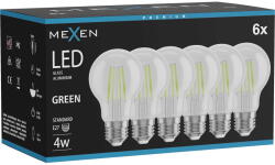 Mexen Vintis 6x LED нажежаема крушка E27, A60, 4W, 55 lm, зелена - L150-E27-04XX-46x06 (L150-E27-04XX-46x06)