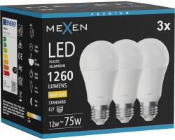 Mexen Nova 3x LED крушка E27, A60, 12W, Топла - 3000K, 1260 lm - L100-E27-1230-01x03 (L100-E27-1230-01x03)