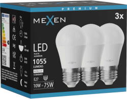 Mexen Nova 3x LED крушка E27, G45, 10W, Неутрална - 4000K, 1055 lm - L101-E27-1040-01x03 (L101-E27-1040-01x03)
