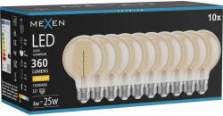 Mexen Vintis 10x LED спирална нажежаема жичка E27, G80, 4W, Топла - 2700K, 360 lm, кехлибар (L165-E27-0427-50x10)