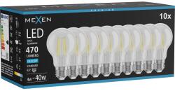 Mexen Vintis 10x LED филаментна крушка E27, A60, 4W, Студена - 6500K, 470 lm, прозрачна (L150-E27-0465-00x10)