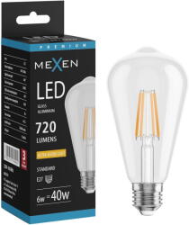 Mexen Vintis LED филамент крушка E27, ST64, 6W, Топла - 2200K, 720 lm, прозрачен - L152-E27-0622-00 (L152-E27-0622-00)
