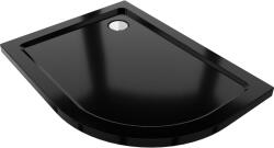 Mexen Flat полукръгъл ултра тънък душ-корито ляво 90 x 80 см, черен, сифон хром (41708090L)