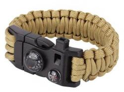 TM Paracord 9" karkötő síppal és iránytűvel - Coyote (68306)
