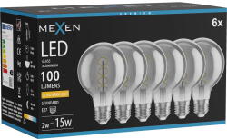 Mexen Vintis 6x LED спирална нажежаема жичка E27, G80, 2W, Топла - 2200K, 100 лм, дим (L165-E27-0222-70x06)