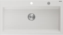 Mexen Slido chiuvetă de granit, cu 1 cuvă, 900 x 500 mm, albă, sifon cromat - 6528901005-20 (6528901005-20) Chiuveta