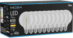 Mexen Vintis 10x LED спирална нажежаема жичка E27, G95, 6W, Топла - 2700K, 630 lm, прозрачен (L167-E27-0627-00x10)