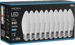 Mexen Nova 10x LED крушка E27, C37, 8W, Студена - 6500K, 840 lm - L102-E27-0865-01x10 (L102-E27-0865-01x10)