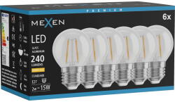 Mexen Vintis 6x LED нажежаема жичка E27, G45, 2W, Топла - 2700K, 240 lm, прозрачна (L156-E27-0227-00x06)
