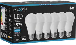 Mexen Nova 6x LED крушка E27, A60, 15W, Студена - 6500K, 1575 lm - L100-E27-1565-01x06 (L100-E27-1565-01x06)