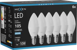 Mexen Nova 6x LED крушка E14, C37, 1W, Студена - 6500K, 105 lm - L102-E14-0165-01x06 (L102-E14-0165-01x06)