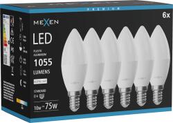 Mexen Nova 6x LED крушка E14, C37, 10W, Неутрална - 4000K, 1055 lm - L102-E14-1040-01x06 (L102-E14-1040-01x06)