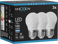 Mexen Nova 3x LED крушка E27, G45, 1W, Студена - 6500K, 105 lm - L101-E27-0165-01x03 (L101-E27-0165-01x03)