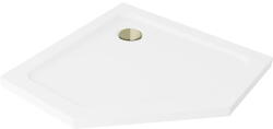 Mexen Flat петоъгълна душ кабина slim 90 x 90 см, бял, златист сифон - 41P109090-G (41P109090-G)