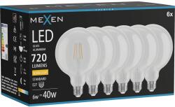Mexen Vintis 6x LED филаментна крушка E27, G125, 6W, Топла - 2700K, 720 lm, прозрачна (L158-E27-0627-00x06)