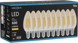 Mexen Vintis 10x LED нажежаема жичка крушка E14, C35, 6W, Топла - 2200K, 600 lm, кехлибар (L154-E14-0622-50x10)