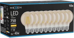Mexen Vintis 10x LED филамент крушка E27, G80, 8W, Топла - 2700K, 750 lm, кехлибар (L155-E27-0827-50x10)