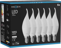 Mexen Nova 6x LED крушка пламък E14, C37, 10W, Неутрална - 4000K, 1055 lm - L106-E14-1040-01x06 (L106-E14-1040-01x06)