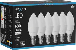 Mexen Nova 6x LED крушка E14, C37, 6W, Неутрална - 4000K, 630 lm - L102-E14-0640-01x06 (L102-E14-0640-01x06)
