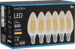 Mexen Vintis 6x LED крушка филамент E14, C35, 6W, Топла - 2200K, 600 lm, кехлибар (L154-E14-0622-50x06)