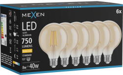 Mexen Vintis 6x LED Филаментна крушка E27, G95, 8W, Топла - 2700K, 750 lm, кехлибарена (L157-E27-0827-50x06)
