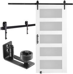 Vevor Fa beltéri tolóajtó 1067x2134 mm tejüveg betéttel komplett tolóajtó sínrendszerrel, fehér