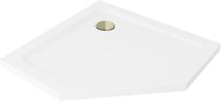 Mexen Flat петстенен тънък душ корито 80 x 80 см, бял, сифон златен - 41P108080-G (41P108080-G)