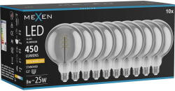 Mexen Vintis 10x LED филаментна спирална крушка E27, G125, 8W, Топла - 2200K, 450 lm, опушен (L168-E27-0822-70x10)