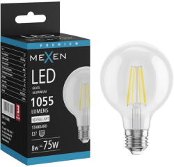 Mexen Vintis LED филамент крушка E27, G80, 8W, Неутрална - 4000K, 1055 lm, прозрачна (L155-E27-0840-00)