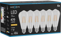 Mexen Vintis 6x LED филтърна крушка E27, ST64, 4W, Топла - 2200K, 470 lm, прозрачна (L152-E27-0422-00x06)