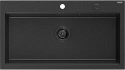 Mexen Slido chiuvetă din granit cu 1 compartiment 900 x 500 mm, negru/argintiu metalizat, sifon negru - 6528901005-73-B (6528901005-73-B) Chiuveta