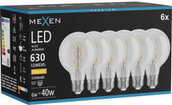 Mexen Vintis 6x LED спирална филаментна крушка E27, G80, 6W, Топла - 2700K, 630 lm, (L165-E27-0627-00x06)
