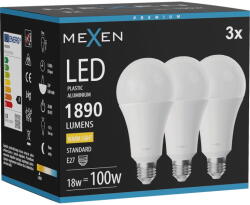 Mexen Nova 3x LED крушка E27, A70, 18W, Топла - 3000K, 1890 lm - L100-E27-1830-01x03 (L100-E27-1830-01x03)