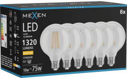 Mexen Vintis 6x LED филтрираща крушка E27, G95, 10W, Топла - 2700K, 1320 lm, прозрачна (L157-E27-1027-00x06)