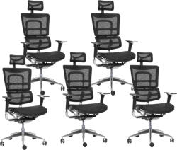 Mercury 5PACK Ergonomikus irodai szék ORION JNS-801, fekete hálós szövet W-51 (mintás), polírozott csillagláb (5 db)