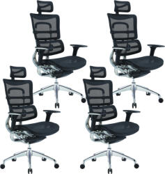 Mercury 4PACK Ergonomikus irodai szék ORION JNS-801, W-11 fekete (sima hálós szövet), polírozott csillagláb (4 db)