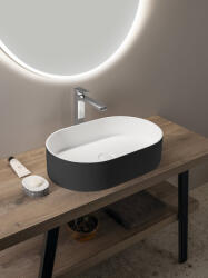 SAPHO Thin pultra ültethető Rockstone mosdótál 55x35 cm, matt fehér/carina WN205-41 (WN205-41)