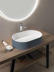 SAPHO Thin pultra ültethető Rockstone mosdótál 55x35 cm, matt fehér/siena WN205-42 (WN205-42)
