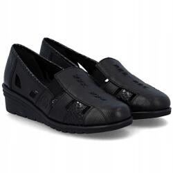 Rieker Mokaszin női bőr félcipő Rieker kivágásokkal L5358-00 Black MÉRET. 37 (L5358-00)